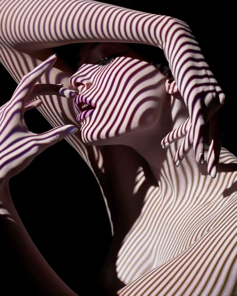 Mysterious Stripes Portrait 🎱 by Sølve Sundsbø #stripes #art #portrait #photography