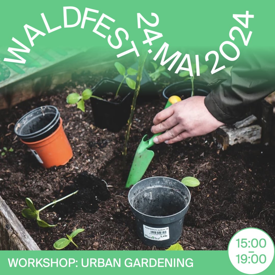 ☘  Workshop: #UrbanGardening
Die Handhabung von Hochbeeten kennenlernen, zusammen Setzlinge pflanzen, die perfekte Samenbombe machen und sie direkt im mobilen Wald einsetzen. 
⏰ 24. Mai, 15:00 – 19:00 → Marktstände #Theaterplatz

🗓️ Waldfest-Programm: theaterplatz-quartier.ch/#waldfest