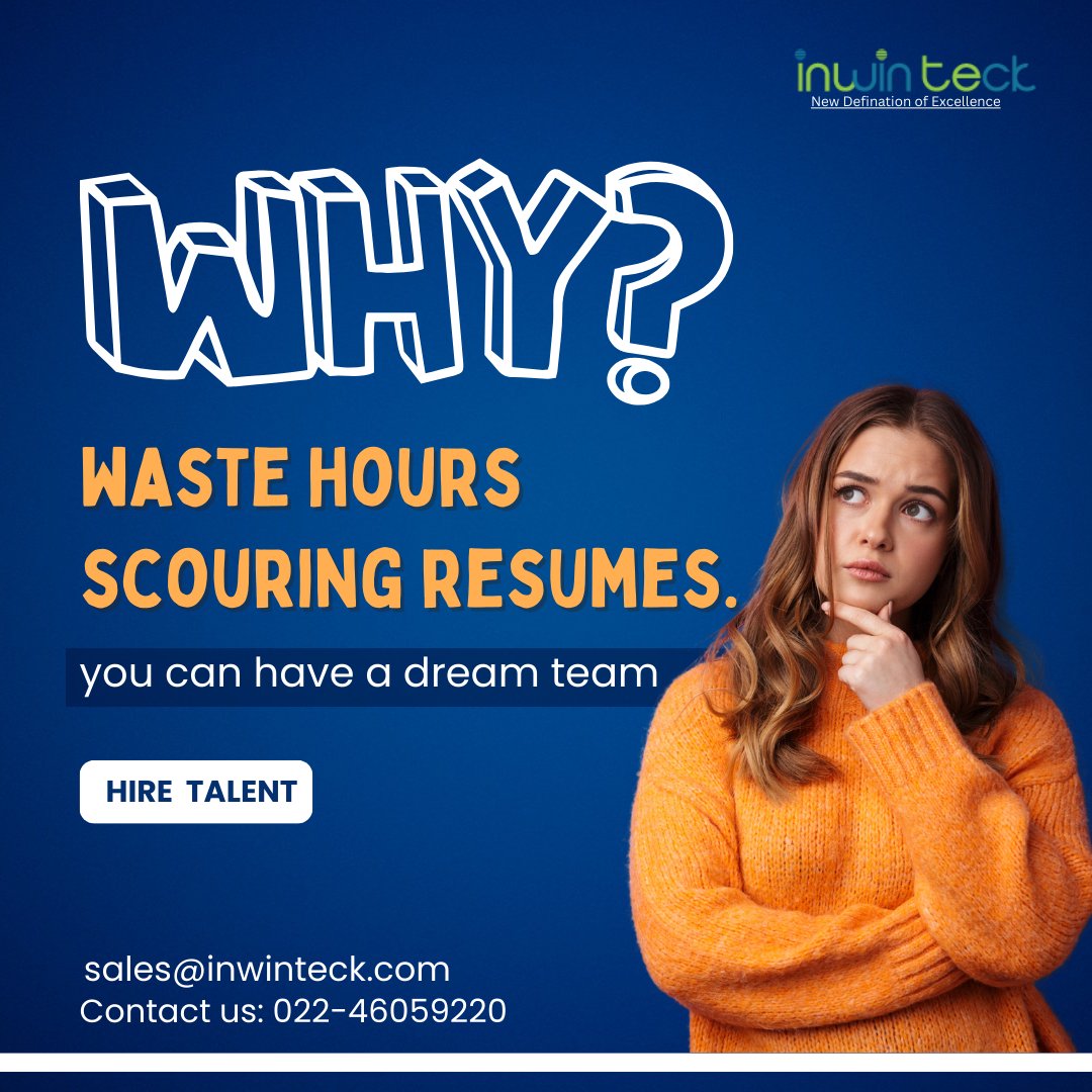 Recruiting can be a black hole for your time and resources.  Why waste hours scouring resumes when you can have a dream team assembled in a flash?

#Inwinteck #StaffingSolutions #USAStaffing #AustraliaStaffing #CanadaHR #GlobalStaffing #HRConsultant #ITStaffing #Staffing #Jobs