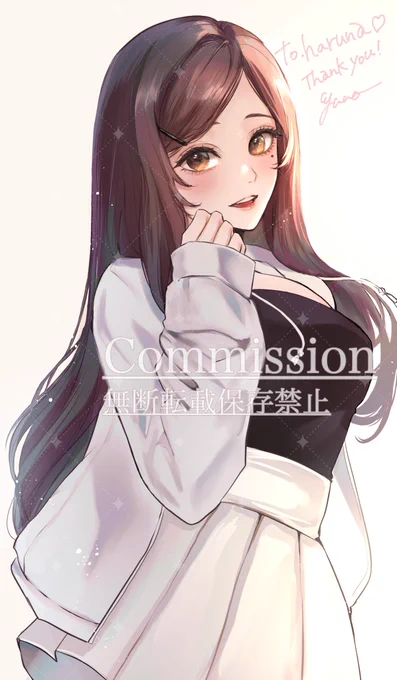 可愛らしいオリジナルキャラクターを描かせていただきました。ホクロがとっても可愛い>_<ありがとうございました!#skeb #commission 