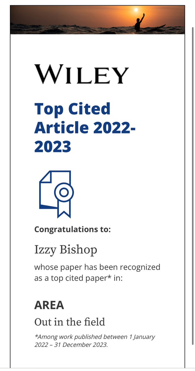 I co-authored a paper with Anson Mackay on LQBTQI+ experiences in field work and it’s one of the #TopCited! Whoop!