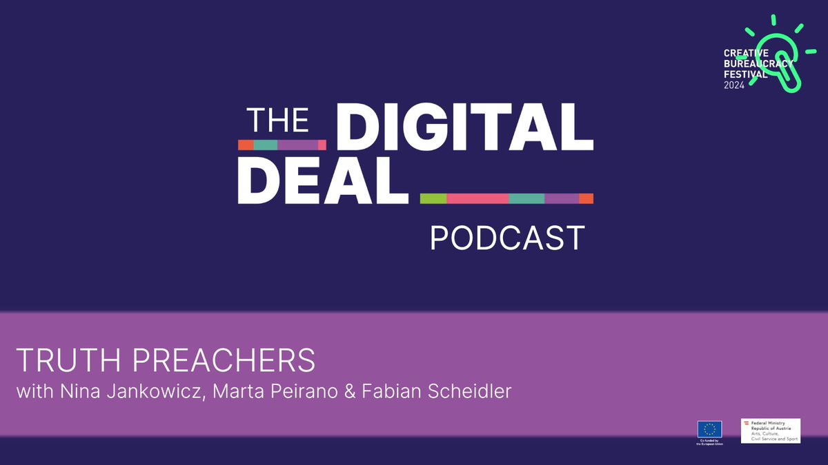 The third episode of the #DigitalDealPodcast is out. Tune in for a chat about dis/misinformation with @ScheidlerFabian, @minipetite and @wiczipedia. #creativeeurope #eudigitaldeal 🔗thedigitaldealpodcast.buzzsprout.com/share @europe_creative