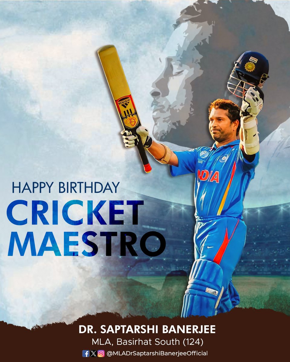 Happy birthday to the man who made every cricket fan's heart skip a beat. Happy birthday Sachin Tendulkar .🏏❤️
.
.
.
#Birthday #HappyBirthday #MasterBlaster #GodOfCricket @followers #SachinTendulkar #WarmWishes #MLADrSaptarshiBanerjeeOfficial