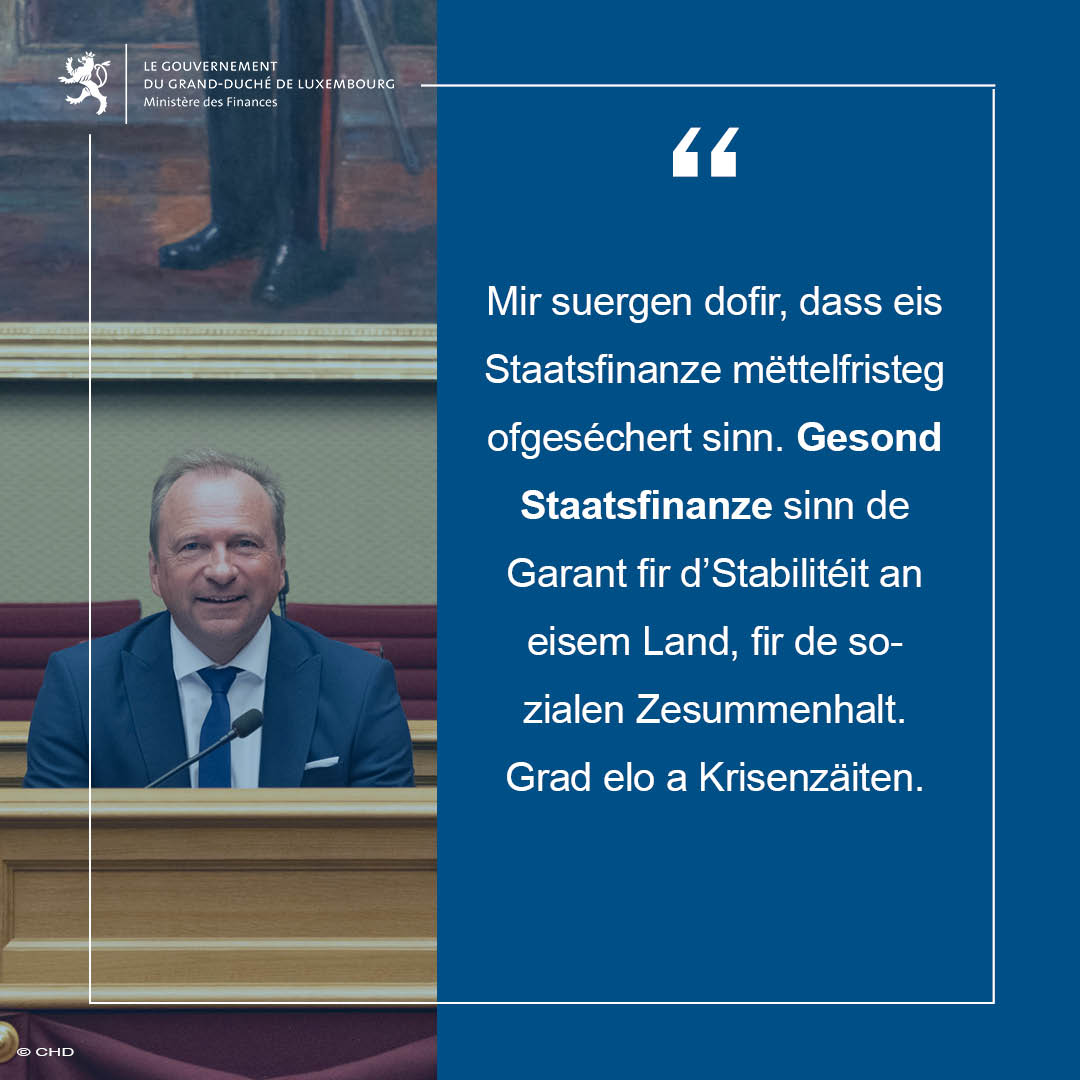 Des finances publiques saines sont le garant de notre stabilité, de notre cohésion sociale. Encore davantage en temps de crise. Il est de notre responsabilité d’assurer à moyen terme des finances publiques saines. #Budget24LU @gouv_lu @RothGilles