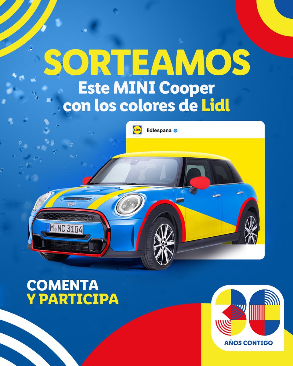 🚗🤩 ¡EL SORTEO MÁS GRANDE QUE HEMOS HECHO JAMÁS EMPIEZA HOY! ¡UN MINI COOPER PUEDE SER TUYO! 🚗🤩

Participar es facilísimo, solo tienes que:
💬 Dejar un comentario en esta publicación con el hashtag #ElGranSorteoDeLidl

Y no te olvides de dar like y seguirnos para saber si