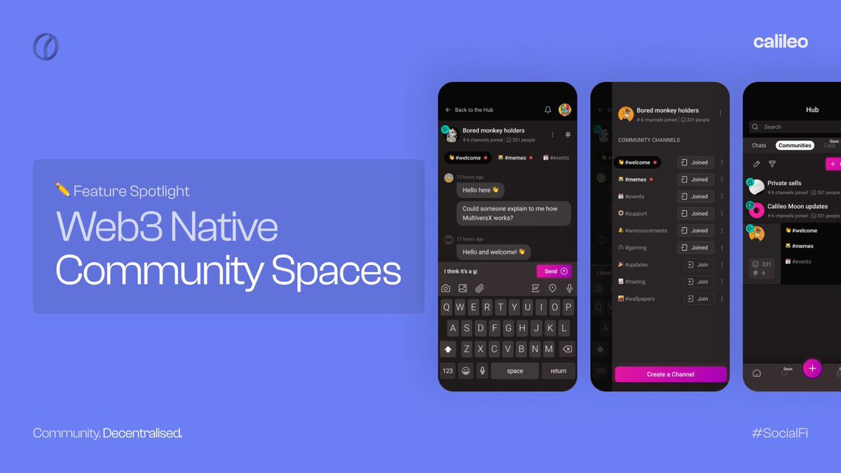 Calileo are building Web3 Community Spaces with Discord-like functionality! These spaces will be modifiable to grant entry to holders of specific NFTs, specific tokens or specific wallet addresses, giving communities complete customisability and control of their digital circle.…