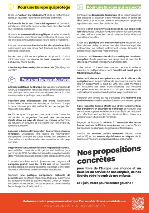 Propositions #EuropeTerritoiresEcologie | #Européennes2024

💛 Pour une Europe qui protège

🇪🇺 Interdire la présence de polluants éternels (PFAS) à partir de 2027.
