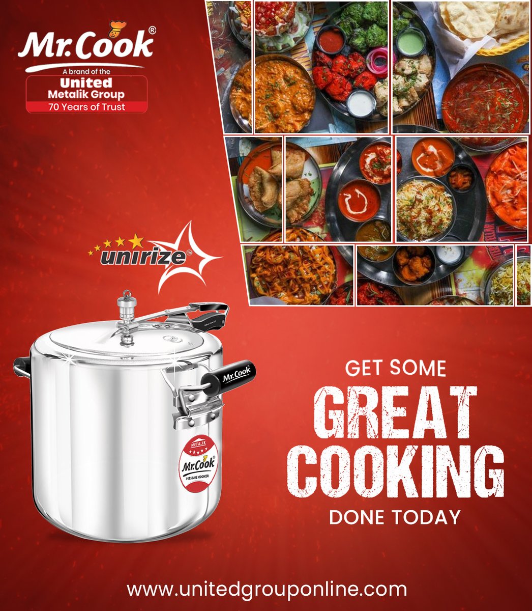 Get some great cooking done today...
.
.
#Mrcook #Cookers #Cookware #PressureCookers #silky #unirize #eliteplust #Ezylock #HealthyCooking #stainlesssteel
#Durable #Reliable #PremiumQuality #Tastyfood #Chefchoice
#Qualityproduct #CustomerSatisfaction