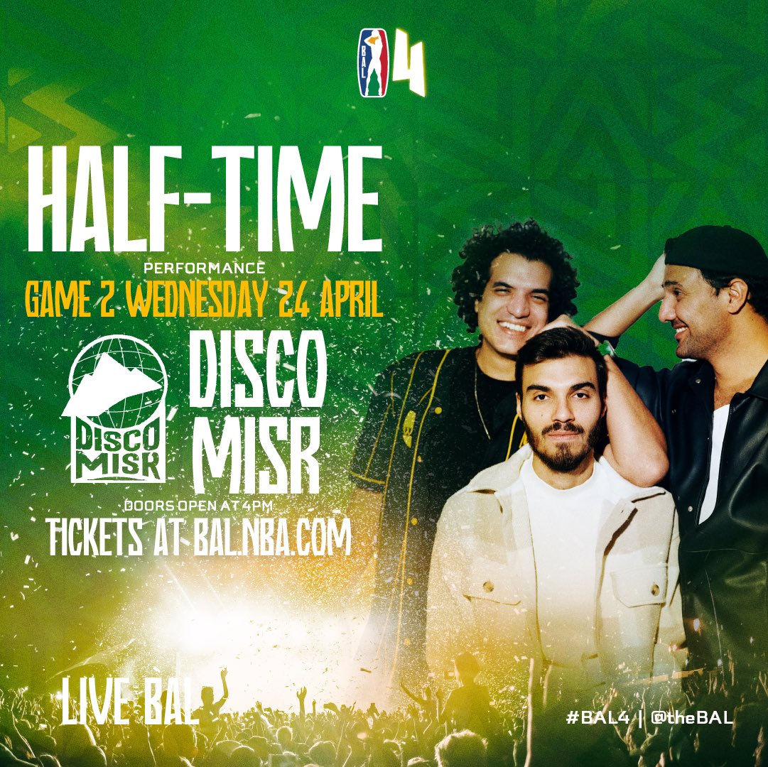 Prepare for an unforgettable halftime show with Disco Misr! 🇪🇬🎉🎶
🎟️ Secure your tickets now at BAL.nba.com! #BAL4