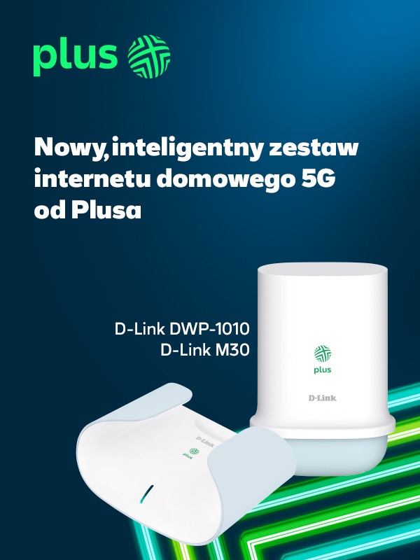 Plus wprowadza do oferty nowy zestaw internetu domowego D-Link 5G zapewniający niezawodne i szybkie połączenie z internetem. Składają się na niego zewnętrzny modem 5G/LTE – D-Link DWP-1010 oraz zaawansowany router D-Link M30 obsługujący Wi-Fi 6. @Plus_Polska @Dlink #informacja