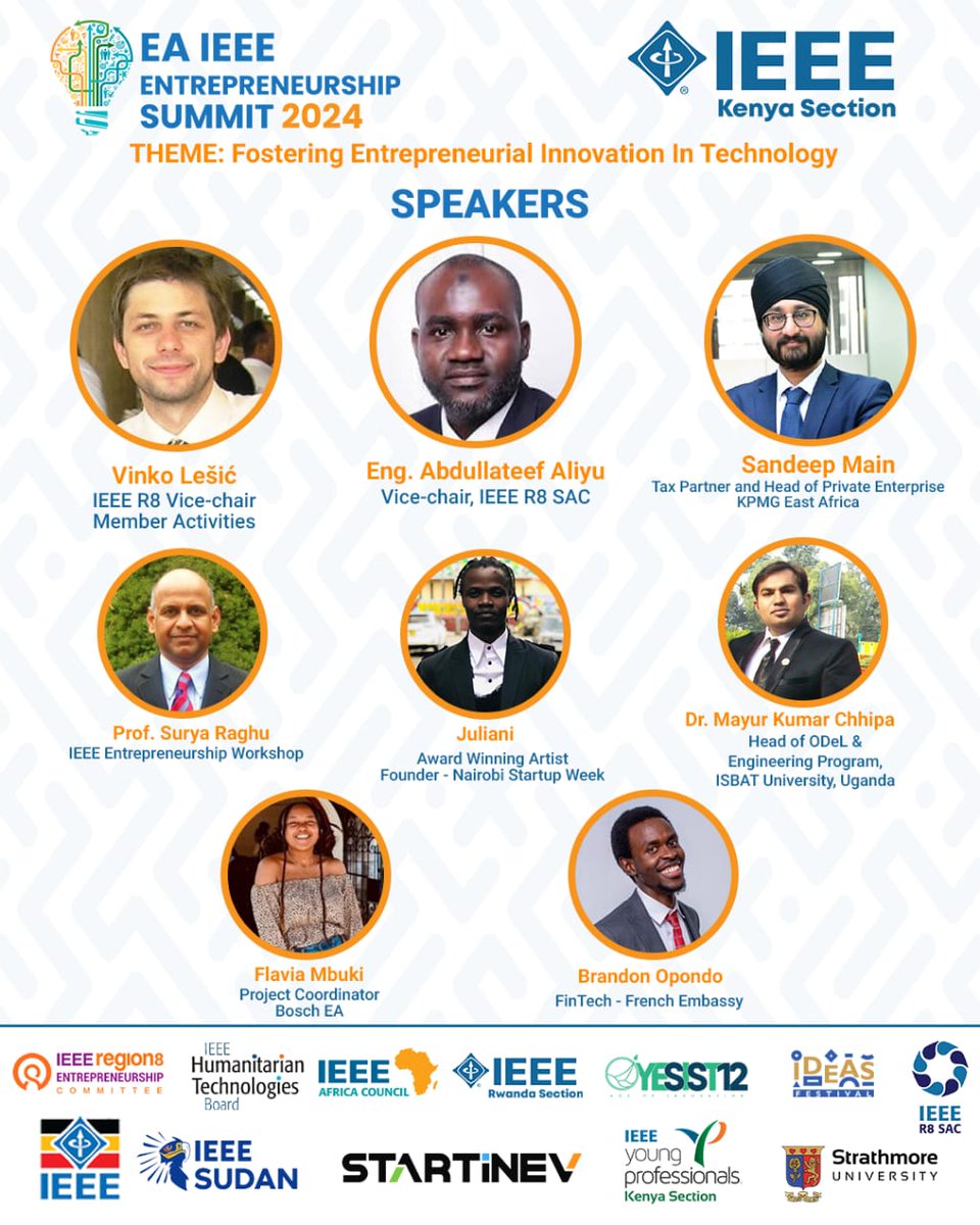 Gear up for the electrifying groundbreaking of the IEEE East Africa Entrepreneurship Summit.
Explore a kaleidoscope of topics at the crossroads of engineering, business, aviation, art, and entrepreneurship. Get ready to be swept away by the excitement.