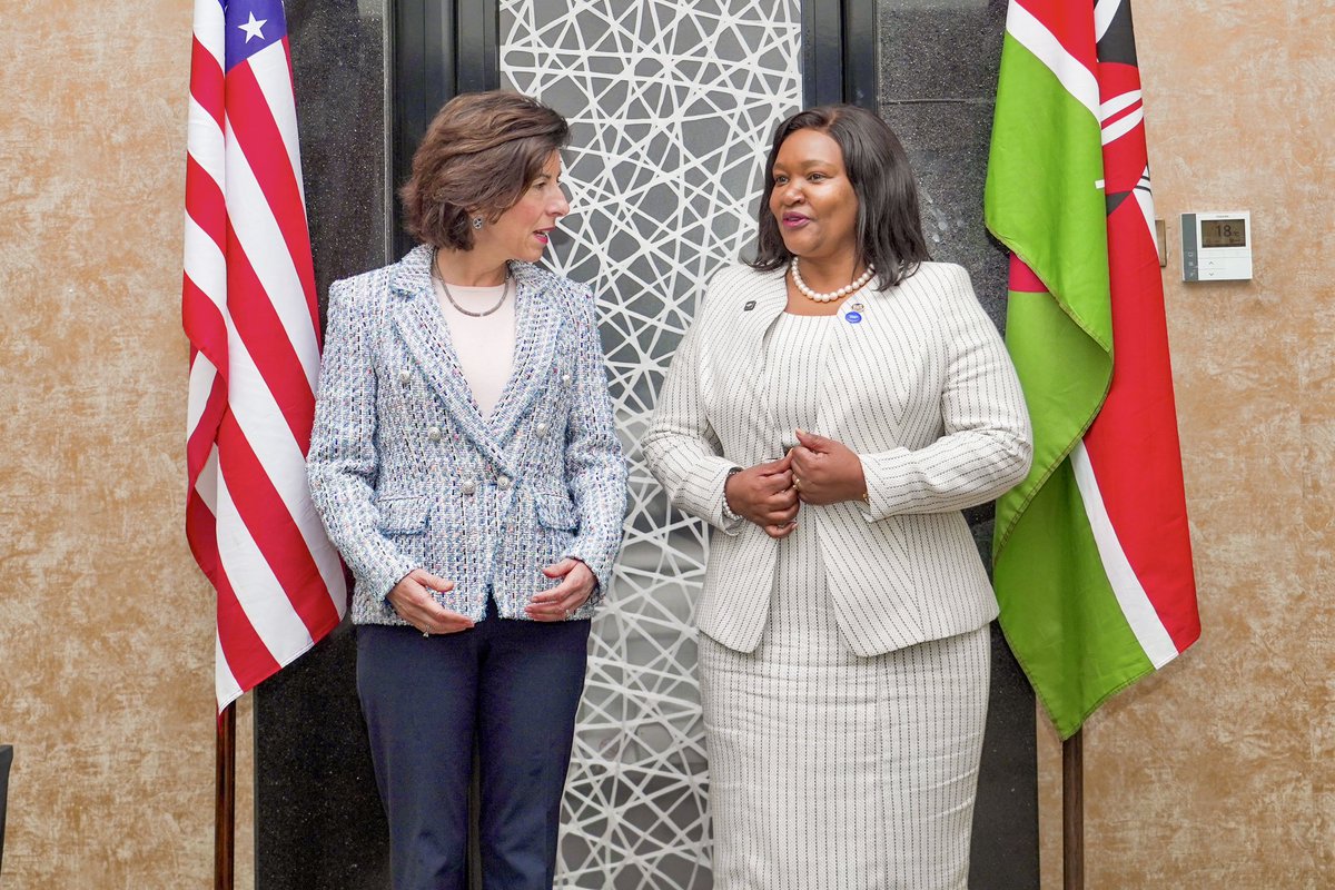 On behalf of His Excellency President @WilliamsRuto and the people of Kenya, it is my honour to welcome Hon. Gina Raimondo, U.S. Secretary of Commerce to Nairobi. Kenya is open and ready for business!