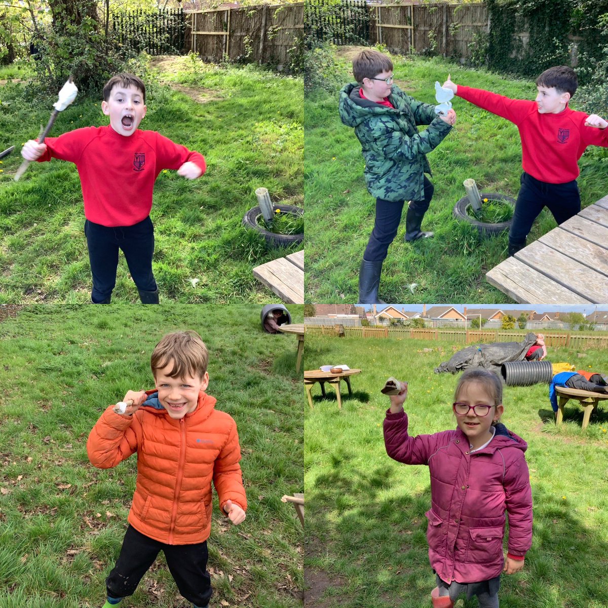 @dosbarthcadairidris have been creating Stone Age tools/weapons using natural resources in forest school. First they designed and then created them. They had to overcome lots of problems on their creative journeys, making changes to designs and equipment! Da iawn! #dontgiveup