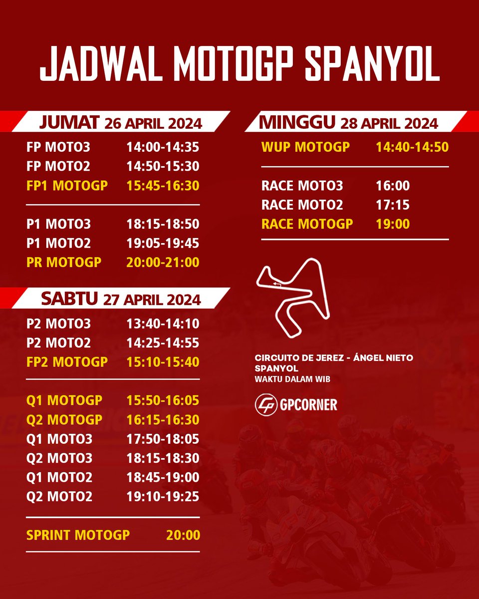 Jadwal balapan pekan ini, jangan lupa SAVE bro! 

#MotoGP #SpanishGP