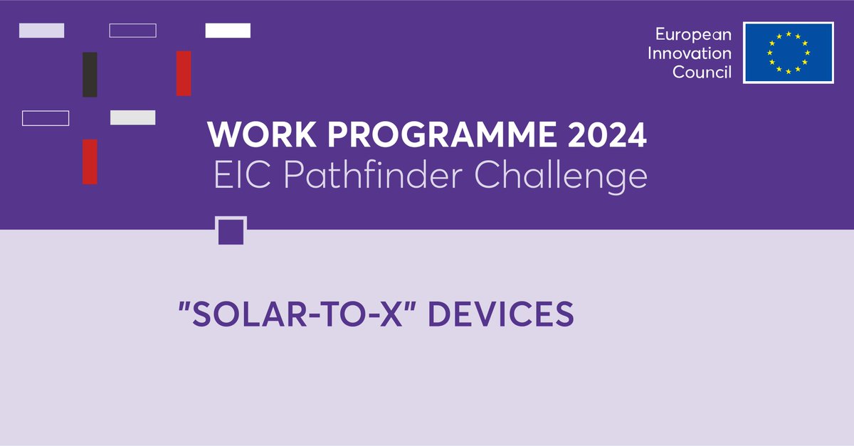 Are you a researcher working on solar energy technologies? ☀️ Apply to receive funding and support under the #eicPathfinder challenge: Solar-to-X devices. Check out the info day recording to learn more 👉 europa.eu/!tYPxkp #EUeic