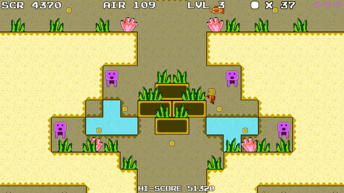 XavierOrionGame's tweet photo. Did a pretty major redesign to Level 3 of Booty Diver Rediscovered

#NintendoSwitch #Xbox #Steam #SteamDeck #indiegame #indiedev #gamedev #indiegamedev #indiegamedeveloper #pixelart #Nintendo #oldschool https://t.co/JhfvoiDJEo
