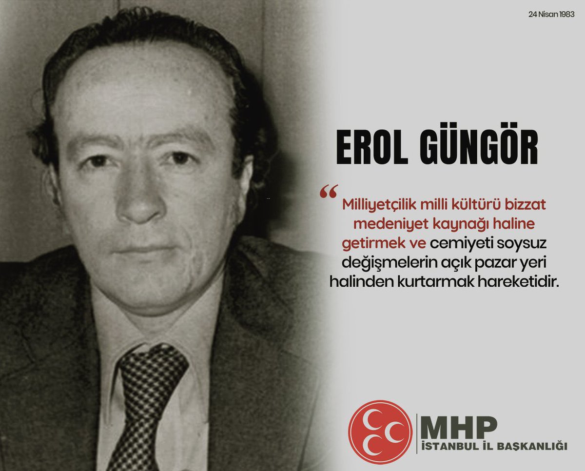 Büyük Düşünür ve Fikir Adamı Erol GÜNGÖR'ü Vefatının Yıl Dönümünde Rahmet ve Dualarla Anıyoruz.
Ruhu Şad, Mekanı Cennet Olsun.
