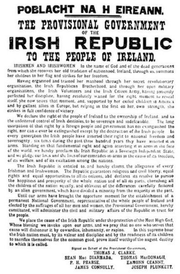 OTD in 1916: The Easter Rising begins in Ireland. The subsequent conflict with the British Empire will end with the establishment of the Irish Free State in January of 1922.