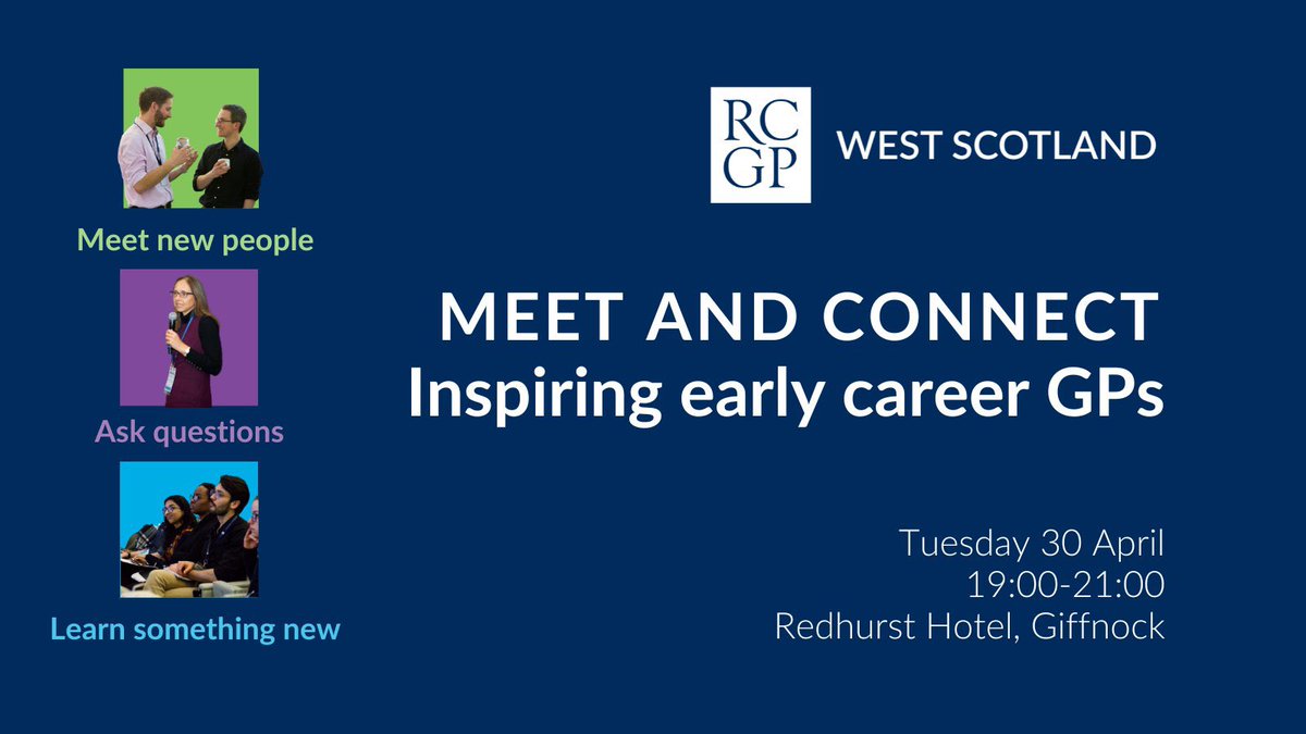 Still time to sign up for our First5 / AiT meet and connect next Tuesday evening, join us to hear about peers with portfolio careers including talks on global health, teaching, acute medicine, occupational health and leadership. @RCGPScotland @WestScotRCGP