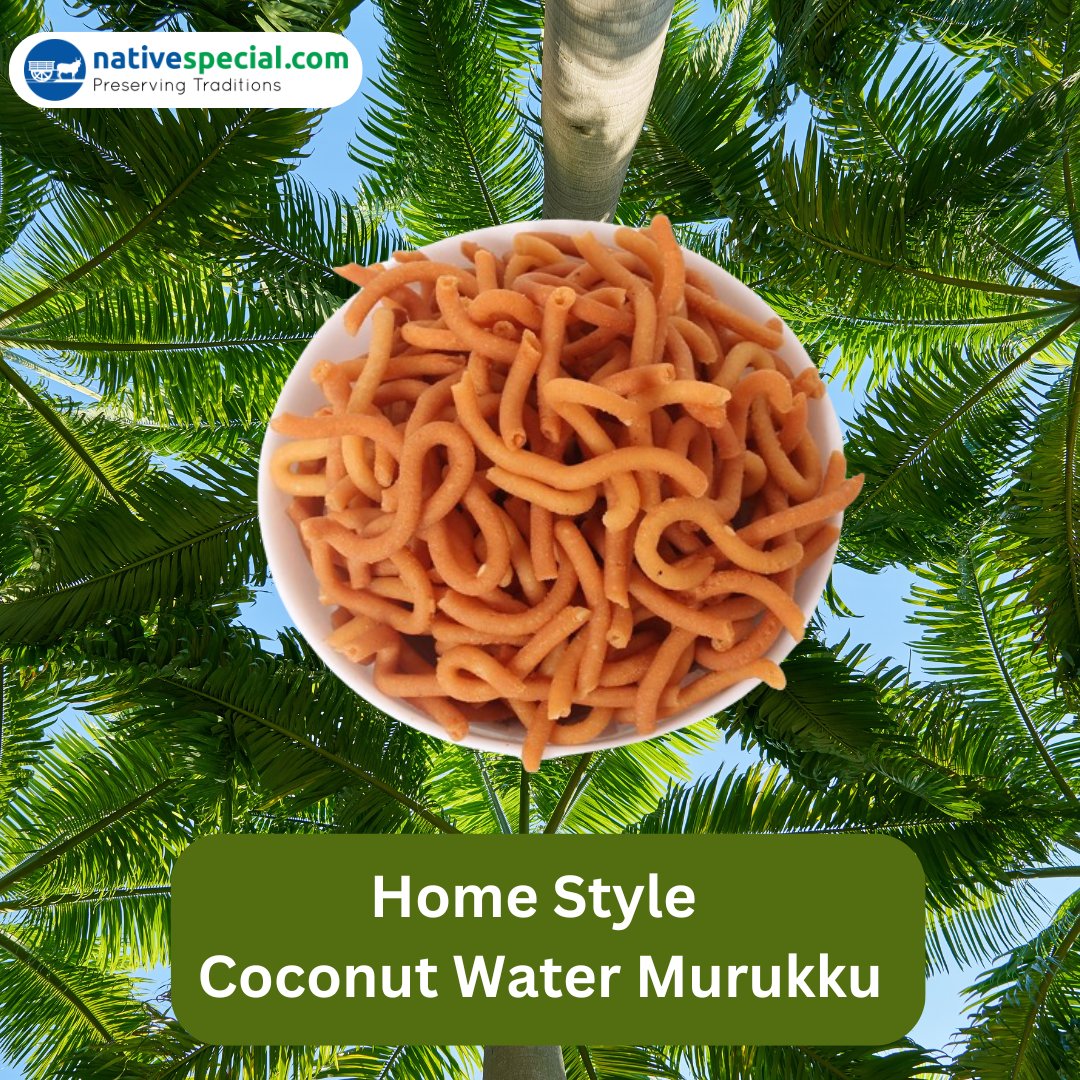 The secret to the mesmerizing taste of Home Style Coconut Water Murukku lies in its unique flavor, achieved by using coconut water instead of regular water in the dough. Buy now @ nativespecial.com/in/product/ila… #nativespecial #coconutwater #murukku