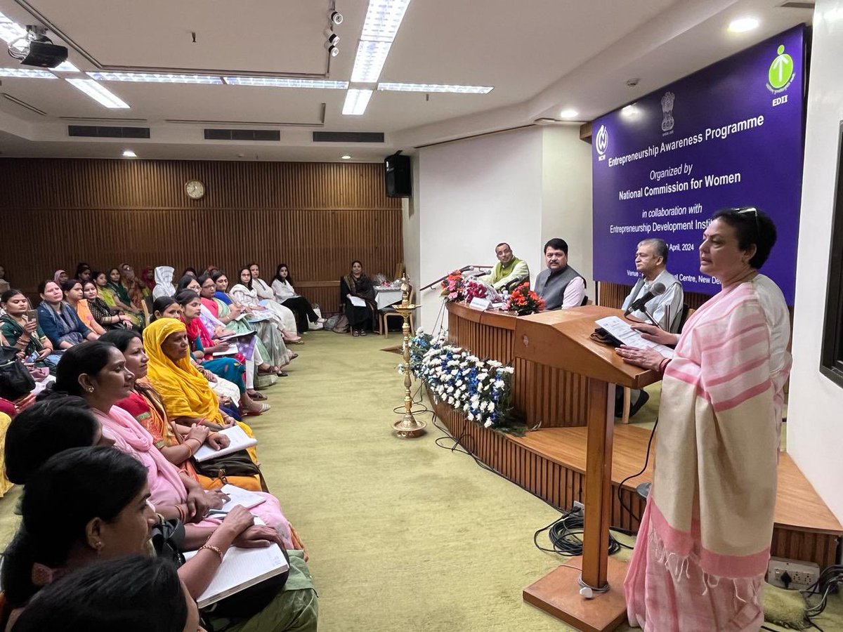 In her powerful address during the Enterprenuership Awareness program with EDII the NCW chairperson @sharmarekha spoke passionately about the importance of economic independence as the foundational step towards freedom of thought. She emphasized the significance of women taking