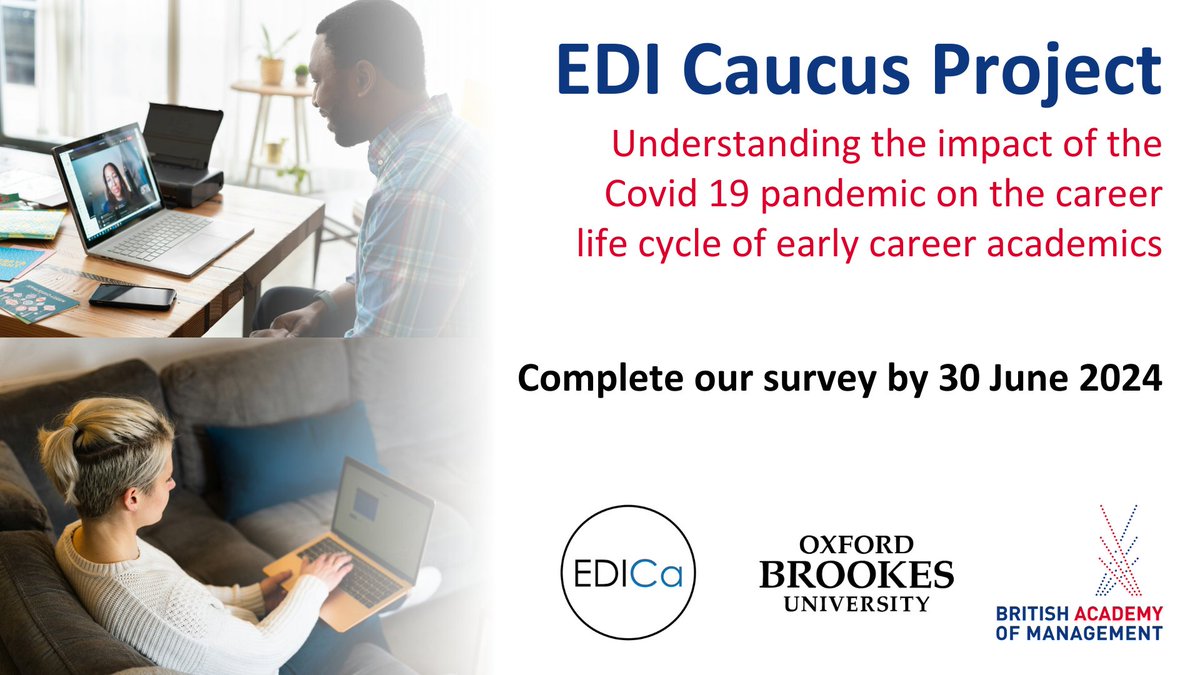 A new study has been launched at @oxfordbrookes in partnership with #BAM and @edi_caucus to understand the impact of the #COVID_19 pandemic on the career life cycle of early career #academics. Find out more and complete our survey before 30 June 2024 at bam.ac.uk/resource/edi-c…