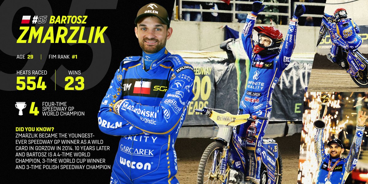 SpeedwayGP's tweet image. The man who needs no introduction... 👤

The 4x and current defending world champion... @zmarzlik95!! 🏆

#FIMSpeedwayGP | #2024Loading 🔄