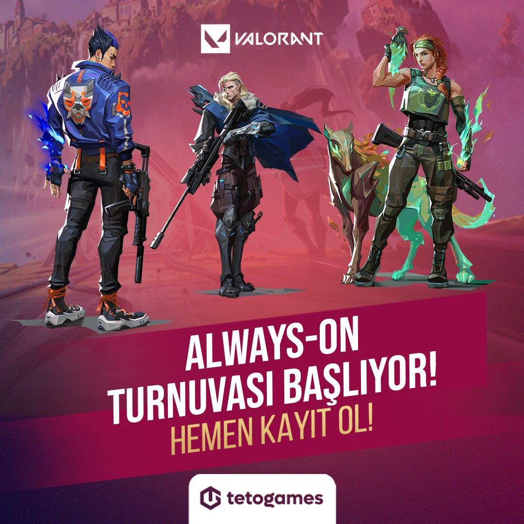 Always-ON Valorant 70 turnuvası başladı!⚡ Hemen katıl! 👉tetogames.com/registrations/…