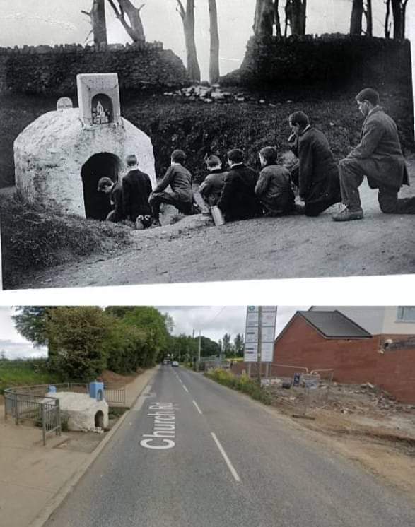 On this day 104 years ago, young pilgrims line up for holy water at the Lady's Well in Mulhuddart (from Mullach Eadrad, mound of the milking). Many shrines like this were originally ancient Pagan religious sites that were Christianised. Dedicated to the Virgin Mary, the Ladyswell…