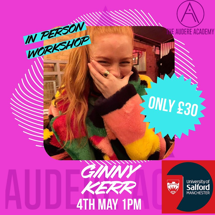 STILL PLACES AVAILABLE We still have places available on our upcoming IN PERSON casting workshop with @ginnykerr which is taking place on Saturday 4th May at 1pm @salforduni. Get your tickets at audereacademy.com for only £30!