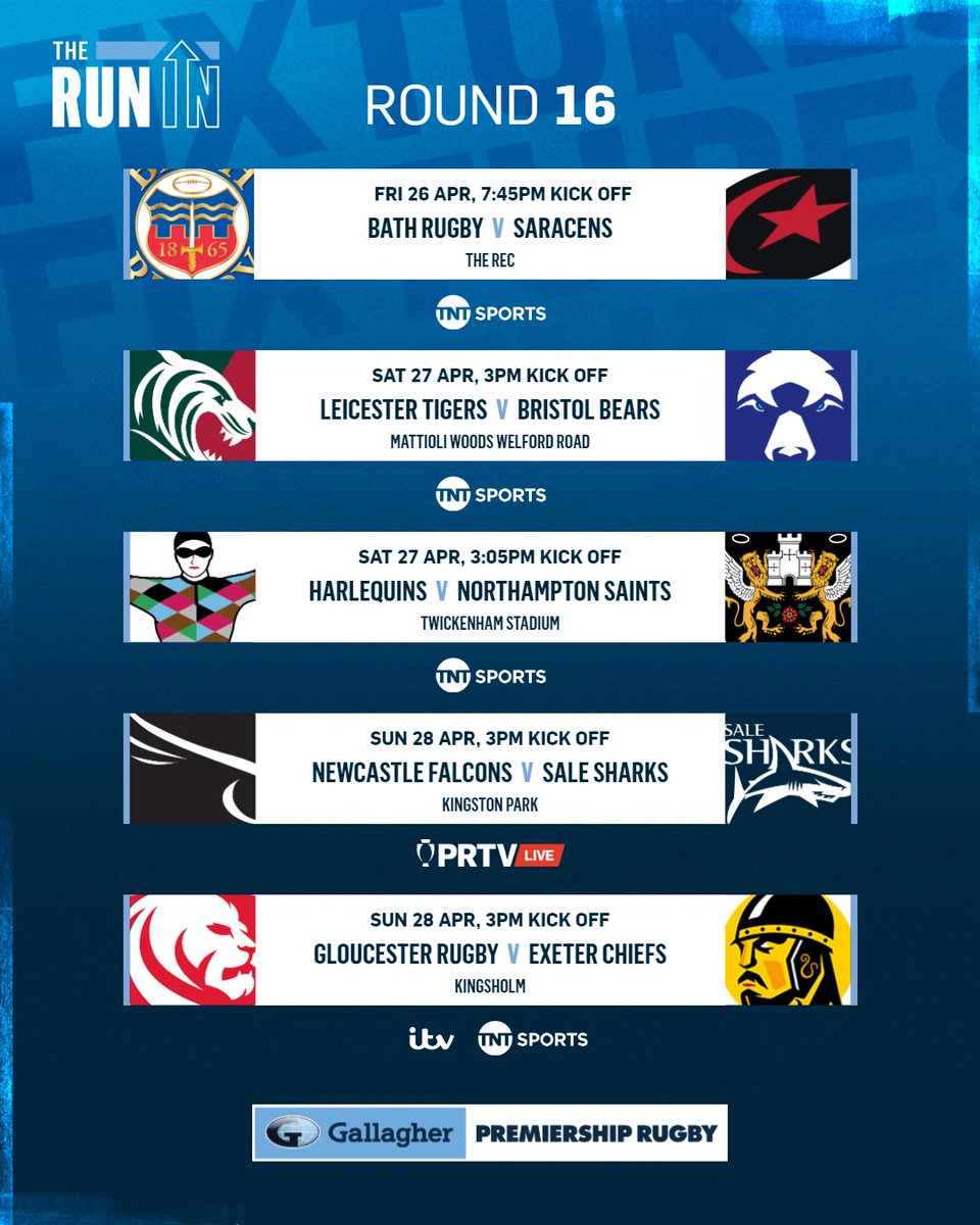 HUGE games on the way in Round 16 👊 Which match-up are you most excited to see this weekend? #GallagherPrem