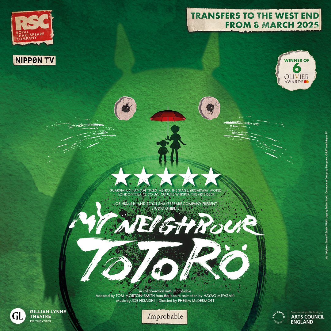 The six-time Olivier Award-winning production of My Neighbour Totoro comes to London’s West End in 2025 at the Gillian Lynne Theatre 💚 Sign up to secure priority booking. @totoro_show #FindYourSpirit ow.ly/NmwM50RmR9n