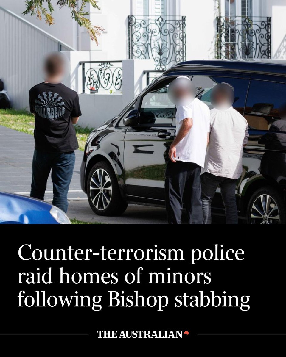 The Australian can reveal the targets of a counter-terror raid in western Sydney are aged under 18 and are associates and peers of a boy charged with stabbing a Christian Bishop: bit.ly/49SEZOO1