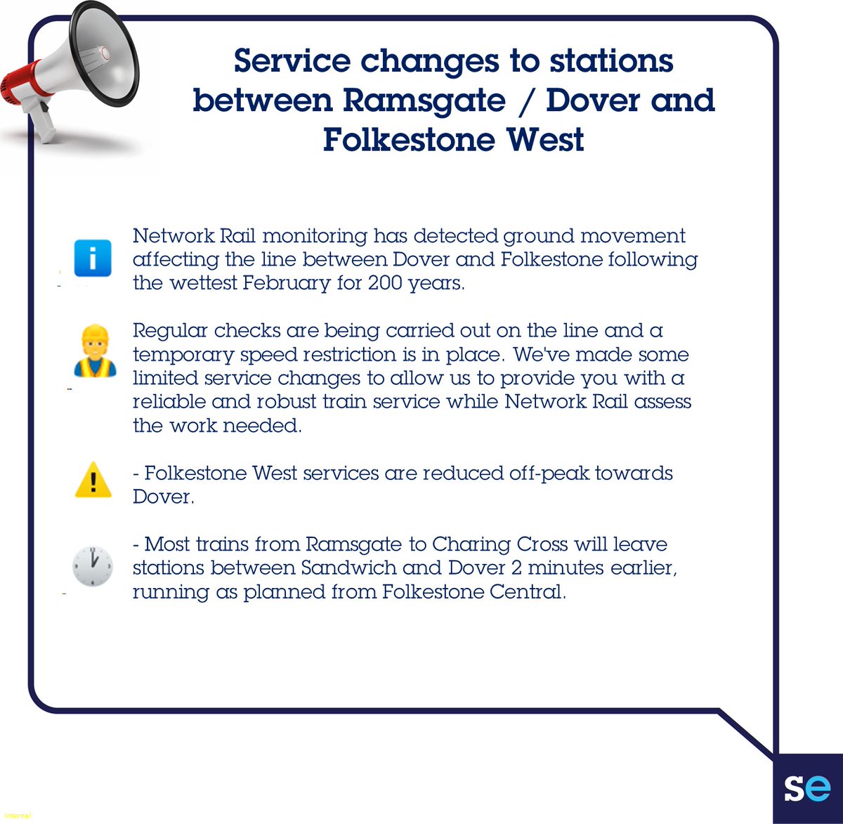 ℹ️ Please take a look below at the service changes affecting stations between Ramsgate and Dover Priory as well as Folkestone West