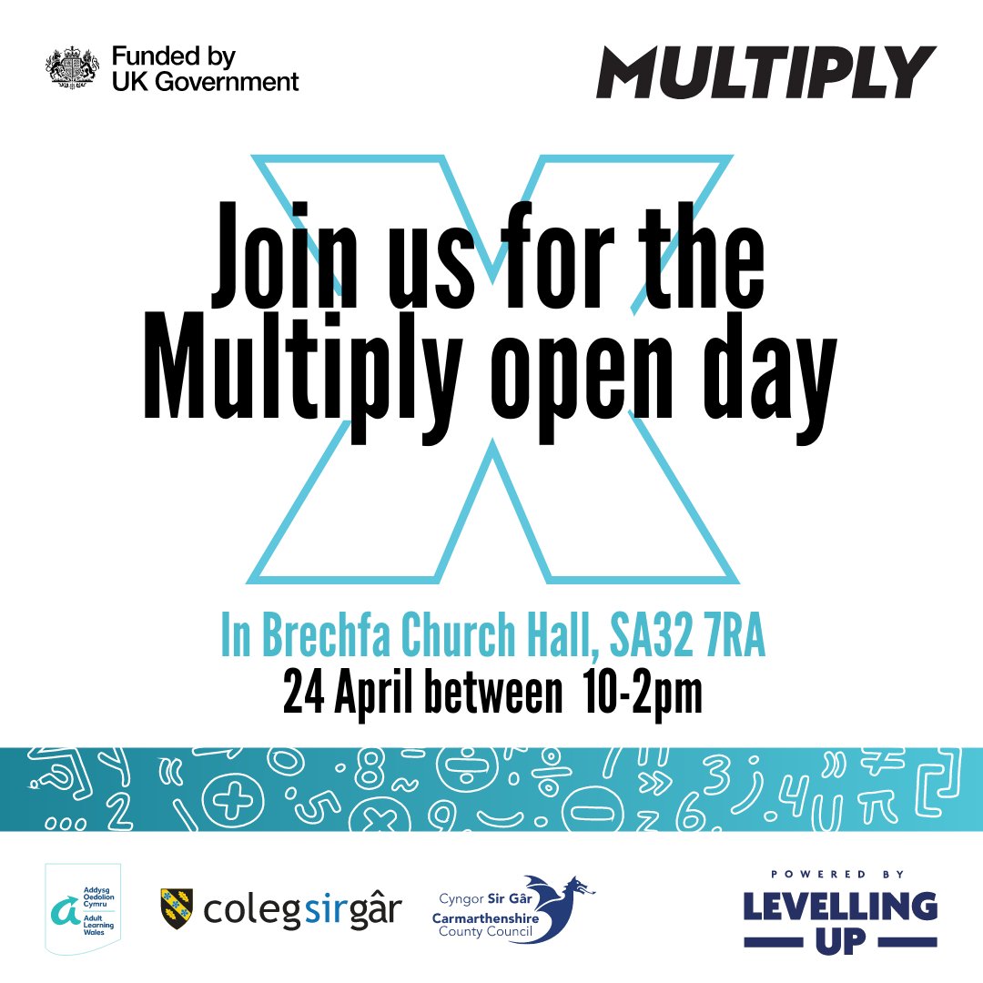 HerioMultiply's tweet image. Who knew maths would be such a core part of our day-to-day!

Do you find yourself thinking the same thing?

Visit #MultiplyCymru’s open day at #Brechfa Church Hall from 10am-2pm to find out more about our FREE numeracy courses 🔢