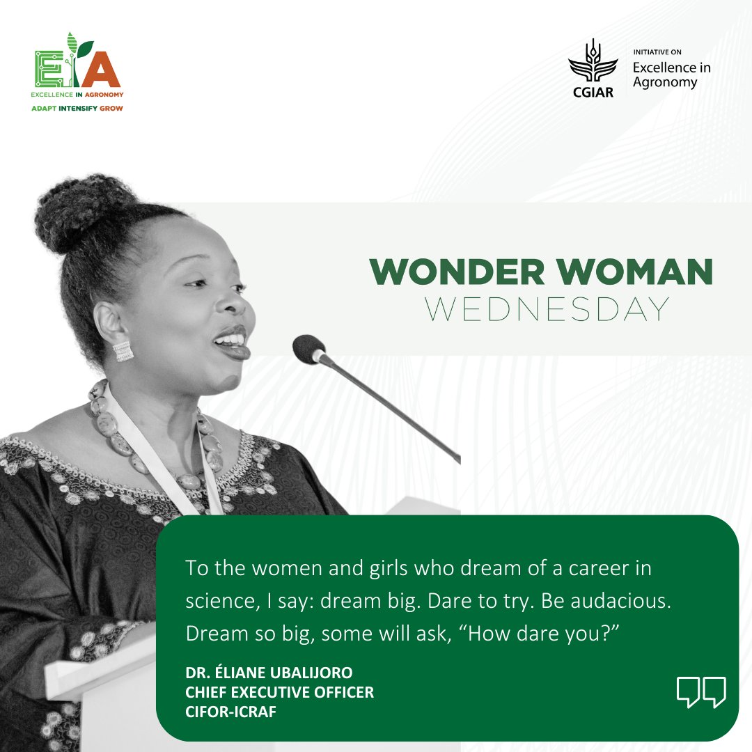 📣 Brace yourselves for an extraordinary #WonderWoman for this Wednesday: Dr.@elianeubalijoro! She helms the @CIFOR and @ICRAF as their Chief Executive Officer. 💡 Learn more about Dr @elianeubalijoro's take on women and girls in science here: on.cgiar.org/3UDFQif @CGIAR