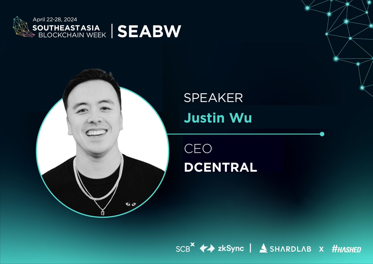 Join us in welcoming Justin Wu @hackapreneur from @DcentralCon to #SEABW2024! Justin has a far-reaching web3 community builder since 2016. He helped lead early community-building efforts across notable web3 projects, including Polygon, Immutable X, Airswap, and Pi Network.