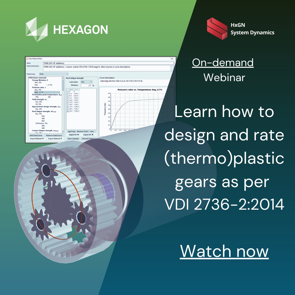 With Romax, you can:

⚙️ Design, analyse and rate plastic gears according to VDI 2736-2:2014 
⚙️ Account for temperature, moisture, and lubrication

👉 Watch our latest on-demand webinar to learn more. hxgn.biz/4489H5j

 #SystemDynamics #Romax #gears #plasticgears