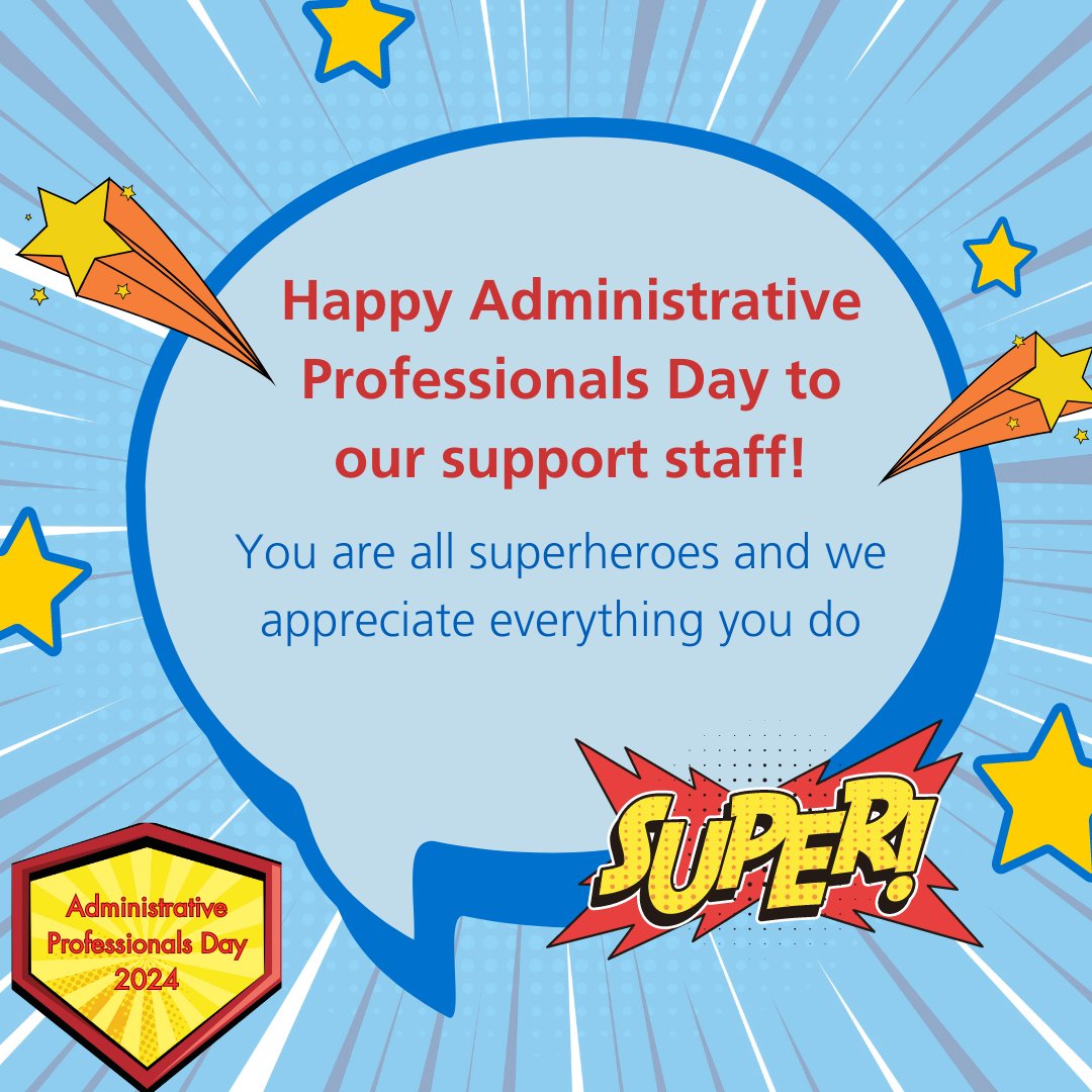Thank you to all our admin staff 🙏 Your support and expertise makes such a difference in making our Trust the best it can be ⭐ Admin staff are the superheroes that keep the world turning behind the scenes 💙 We see you, and we appreciate you ❤️ #AdminProfessionalsDay