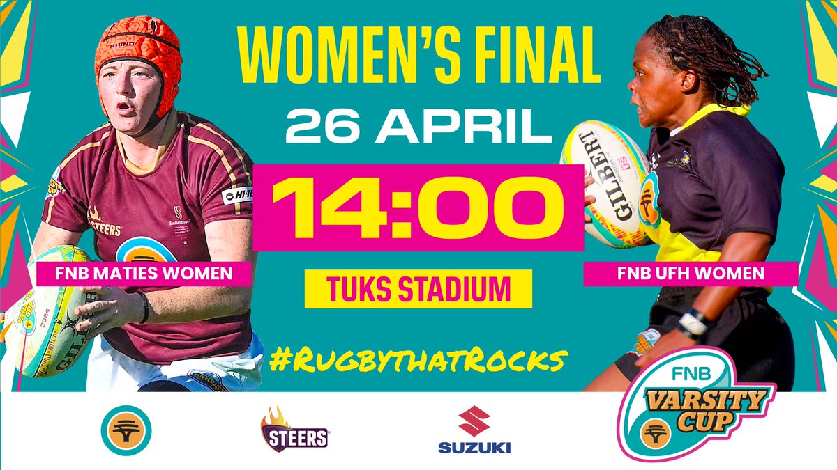 FIXTURE ALERT🏉

The #MaroonMachine are storming into the finals against FNB UFH Women this Friday in an epic Varsity Cup clash to defend their title!🏆 

🆚UFH Women
🗓️Friday 26 April - 2pm
🏟️Tuks Stadium
🎟️ bit.ly/3xRvPET

#matiesrugby #TheHeatisOn #RugbyThatRocks