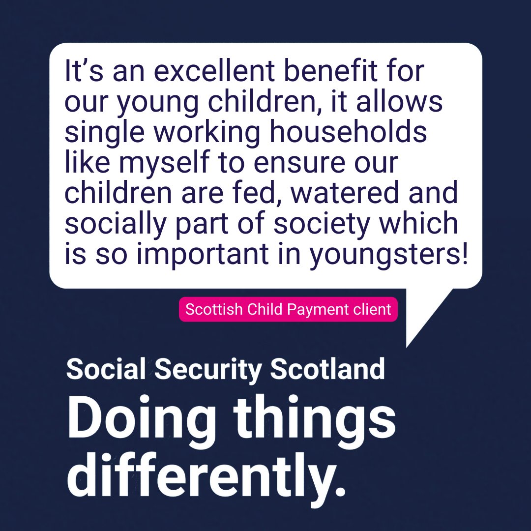 Scottish Child Payment helps towards the costs of supporting a family. It is one of the 5 family payments delivered by Social Security Scotland, along with Best Start Grant and Best Start Foods. Find out more at bit.ly/ScottishChildP…