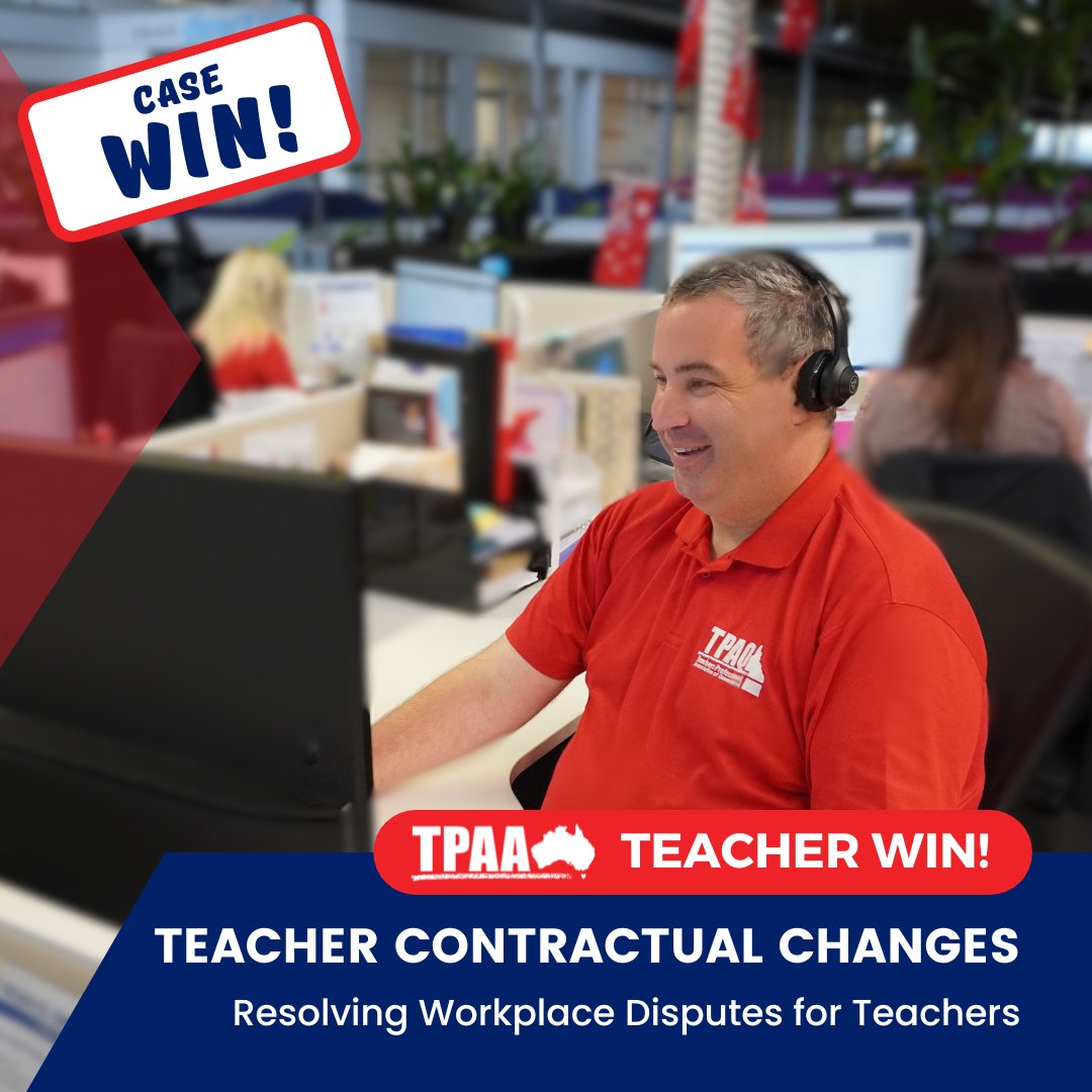 Case Win: Teacher Contractual Changes
Resolving Workplace Disputes for Teachers
Read the full story: tpaa.redunion.com.au/news/teacher-c… 

#TPAA #Education  #Support #Advocacy #Union #teacher #contract