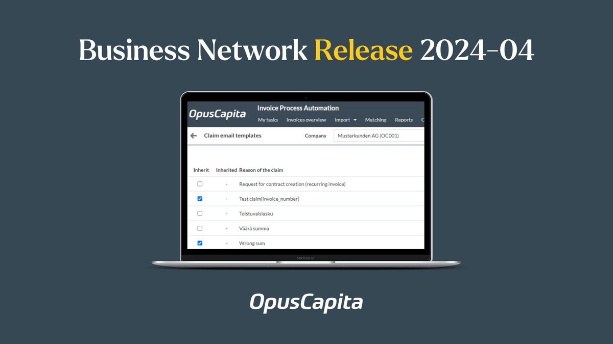 We introduced claim email template inheritance, improved invoice management by integrating pre-existing approval groups for quicker assignments, and upgraded our supplier data card.

More at: opuscapita.com/news/business-…
#businessnetwork #releasehighlights #BusinessRelease #OpusCapita