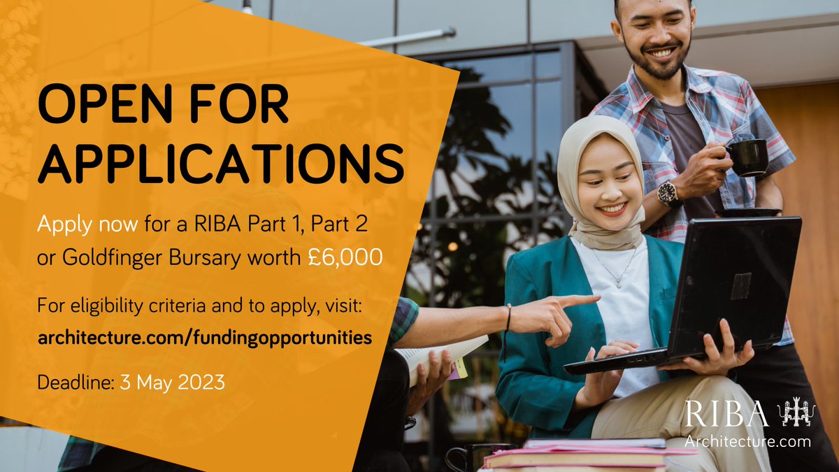 Have you applied yet? Our Part 1, Part 2, and Goldfinger Bursaries are open for applications 📣 Providing financial support to students who demonstrate talent and commitment to their studies, recipients receive a bursary of £6,000: ow.ly/yaEf50RcXCl #RIBAFutureArchitects