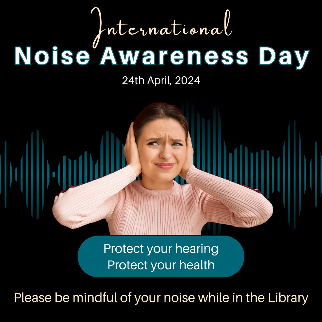 library_MU's tweet image. Shh! It&apos;s International Noise Awareness Day! We understand the importance of a quiet environment for studying. Today, we encourage everyone to be mindful of their noise levels. Let&apos;s all enjoy the sounds of silence! #InternationalNoiseAwarenessDay #SilentStudy