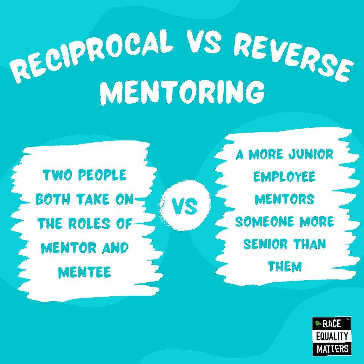 Reciprocal vs Reverse Mentoring 💭 1️⃣ Reciprocal mentoring: two people both take on the roles of Mentor and Mentee 2️⃣ Reverse mentoring: a more junior employee mentors someone more senior than them Join the REM network: ow.ly/VHJw50KK2z9 #RaceEqualityMatters