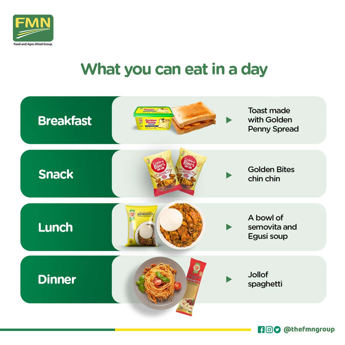 Dear content creator, we saved you the stress.

Here is a perfect meal plan for your next 'What I eat in a day' video.

Enjoy!!!

#adayinmylife #ContentCreation #Foodie #FMN