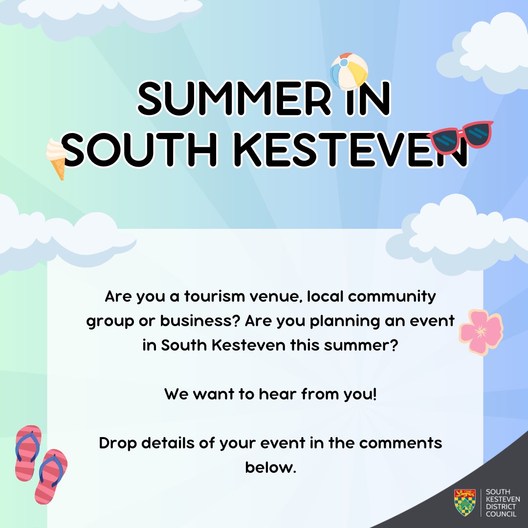 📣 Calling all tourism venues, local community groups and businesses! Are you organising an event in South Kesteven this summer? 🌞 Drop details of events taking place in the District between June and September in the comments below and we'll help spread the word 👇👇