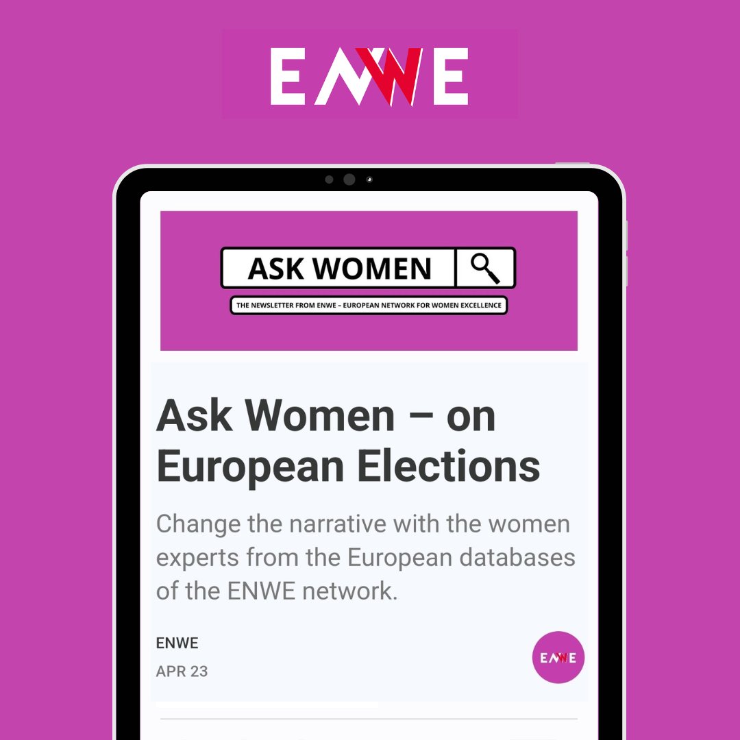 🇪🇺 Want to diversify your sources for interviews and events ahead of the European elections (June 6-9)? 

Find bios &amp; contacts of top women experts in our latest newsletter: 
enwe.substack.com/p/ask-women-on…

<a href="/100esperte/">100esperte</a> @academianet_org <a href="/ajpjournalistes/">Association des Journalistes Professionnels</a>
<a href="/agendadexpertes/">Agenda d'Expertes</a> <a href="/Les_Expertes/">Les Expertes</a>