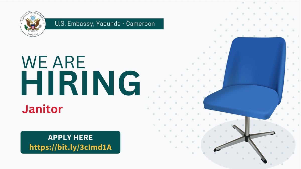 The Embassy is seeking eligible and qualified candidates for the position of:
➡ Janitor
Closing date: May 08, 2024.
📝Apply here: bit.ly/3cImd1A
#jobs #jobvacancy #employment #opportunities